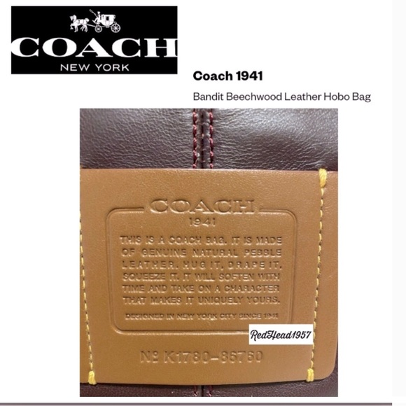 Coach 1941 Legacy Glovetanned Leather Bandit Beechwood HoBo Shoulder bag 🥰♥️ 👜 - Picture 8 of 11
